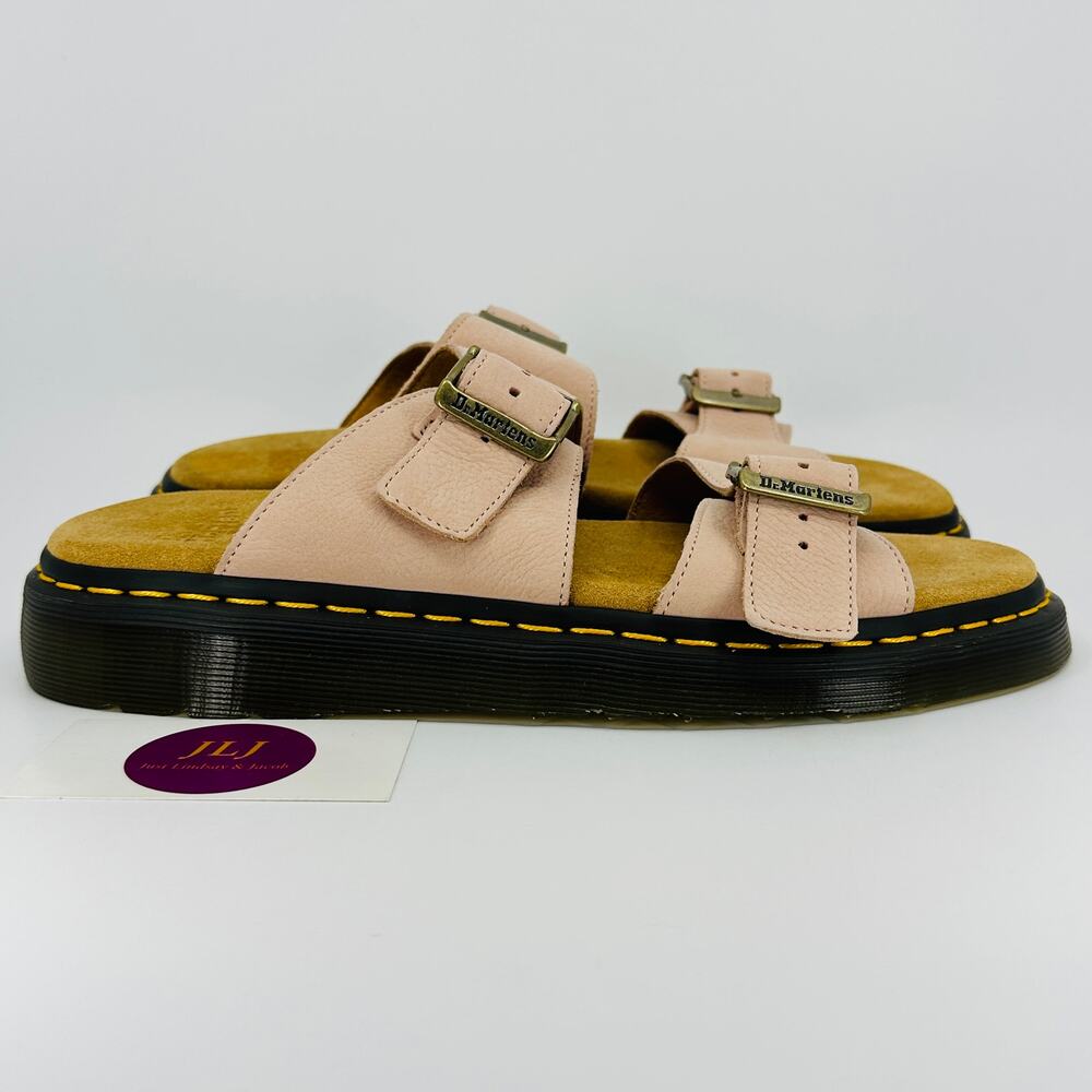 Dr. Martens Womens Josef Powder Pink Milled Nubuck Leather Slide Sandals Size 12